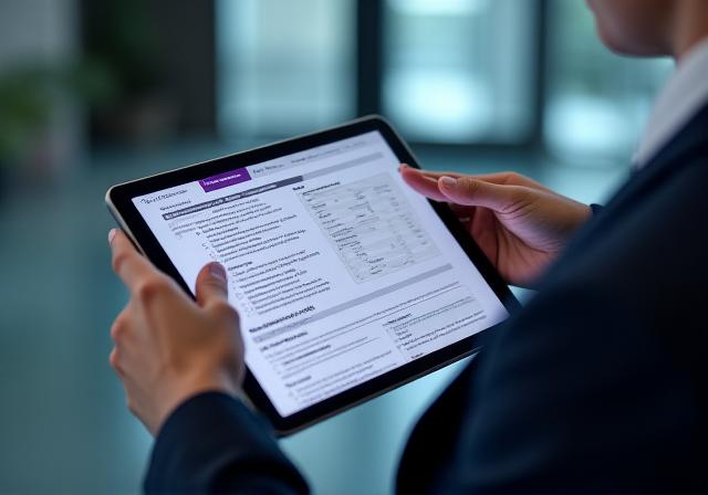 Professional reviewing digital legal documents on a tablet